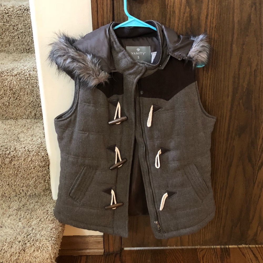 Vest with fur hood